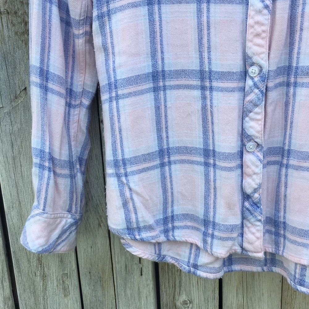 Rails Hunter Plaid Flannel Shirt Rayon Pink Blue S - Picture 5 of 16
